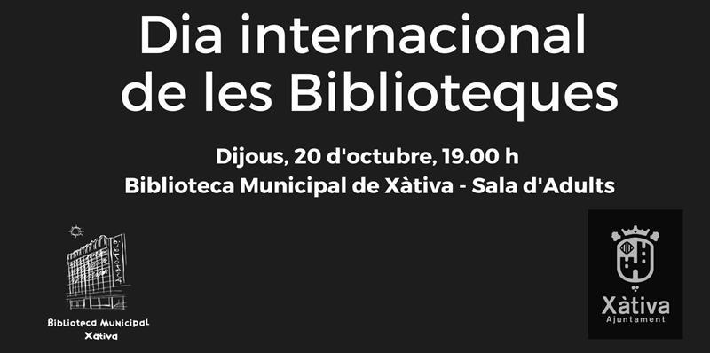 La Biblioteca Municipal de Xátiva se une un año más a la conmemoración del Día Internacional de las Bibliotecas