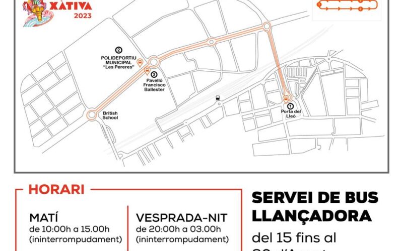 Xàtiva prestará un servicio gratuito de autobús lanzadera durante la Fira d’Agost