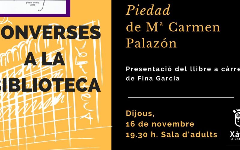 Mari Carmen Palazón presenta mañana jueves en la Biblioteca Municipal su libro «Piedad»